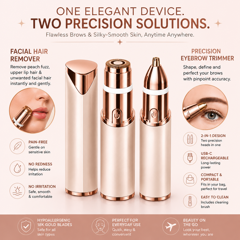 GlowTrim – 2-in-1 Eyebrow & Facial Hair Trimmer